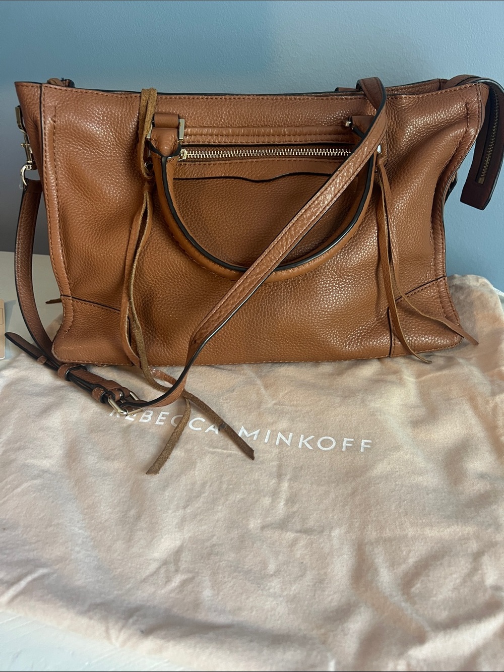 Rebecca Minkoff Cognac Pebbled Leather Shoulder Bag